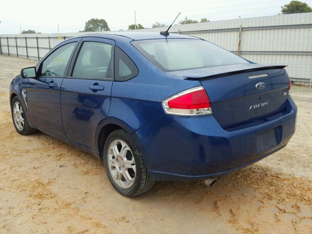 1FAHP35N78W273777 - 2008 FORD FOCUS SE BLUE photo 3