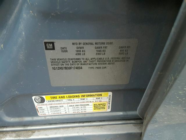 1G1ZH57B39F174894 - 2009 CHEVROLET MALIBU 1LT 蓝色 照片 10