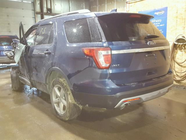 1FM5K8D80HGB22368 - 2017 FORD EXPLORER X BLUE photo 3