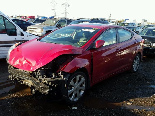 KMHDH4AE7DU946635 - 2013 HYUNDAI ELANTRA GL RED photo 2