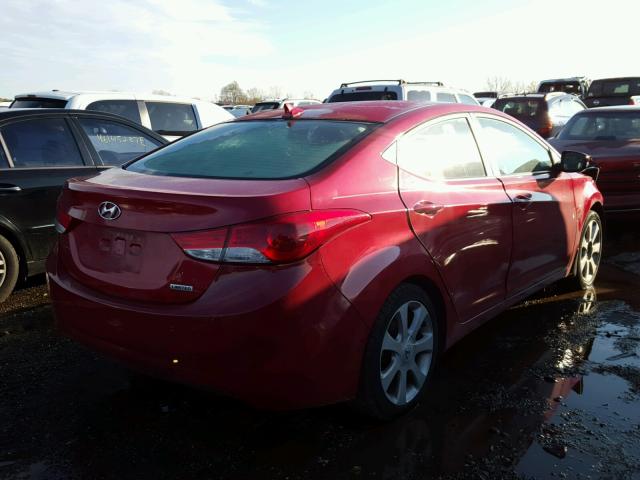 KMHDH4AE7DU946635 - 2013 HYUNDAI ELANTRA GL RED photo 4