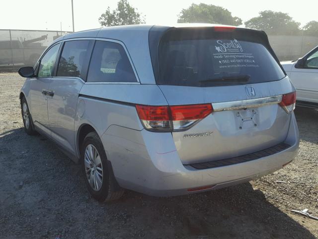 5FNRL5H23EB139047 - 2014 HONDA ODYSSEY LX SILVER photo 3