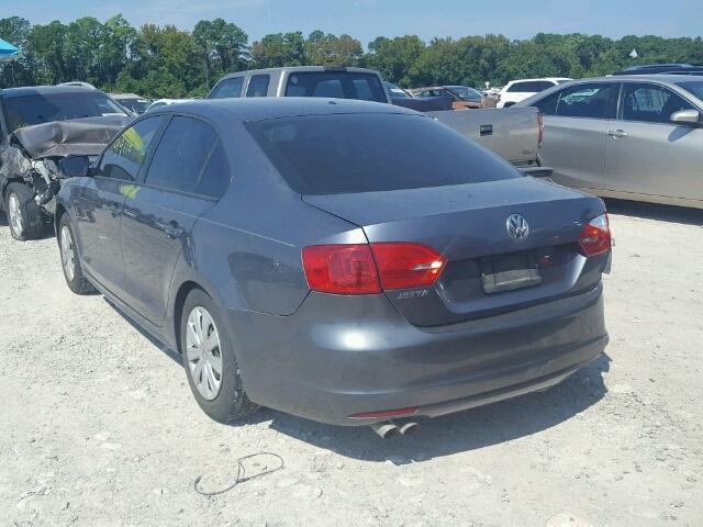 3VW2K7AJ0EM214474 - 2014 VOLKSWAGEN JETTA BASE GRAY photo 3