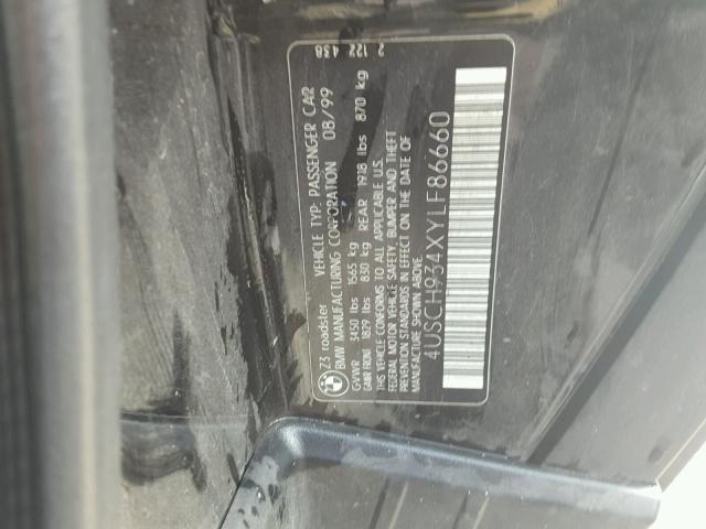 4USCH934XYLF86660 - 2000 BMW Z3 2.3 BLACK photo 10