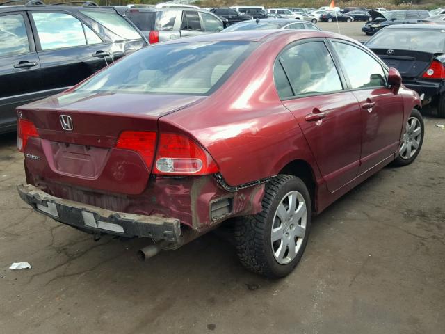 2HGFA16517H501048 - 2007 HONDA CIVIC LX RED photo 4