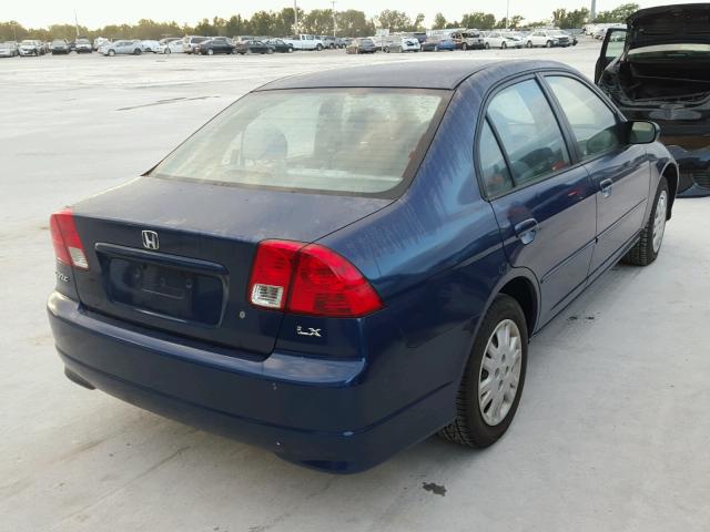 2HGES16585H584015 - 2005 HONDA CIVIC LX BLUE photo 4