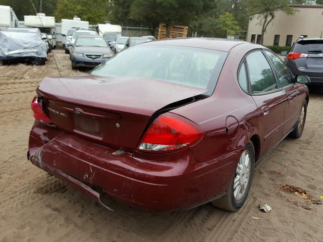 1FAFP56U75A249318 - 2005 FORD TAURUS SEL BURGUNDY photo 4