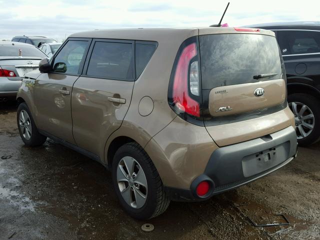 KNDJN2A26F7170302 - 2015 KIA SOUL BROWN photo 3