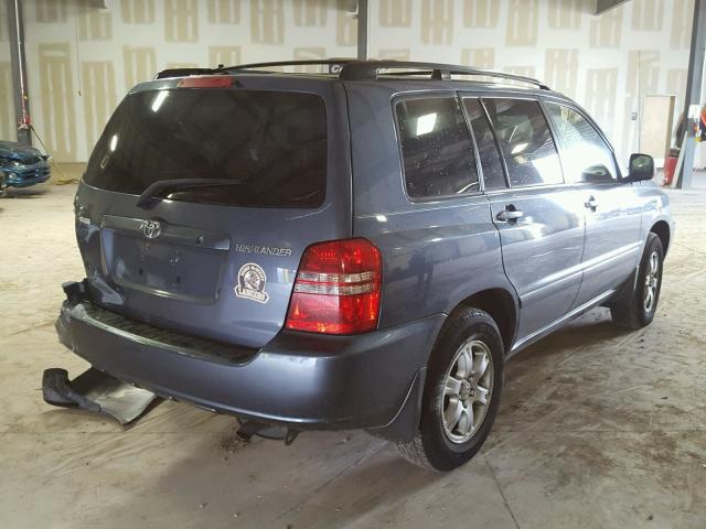 JTEGD21A030062679 - 2003 TOYOTA HIGHLANDER BLUE photo 4