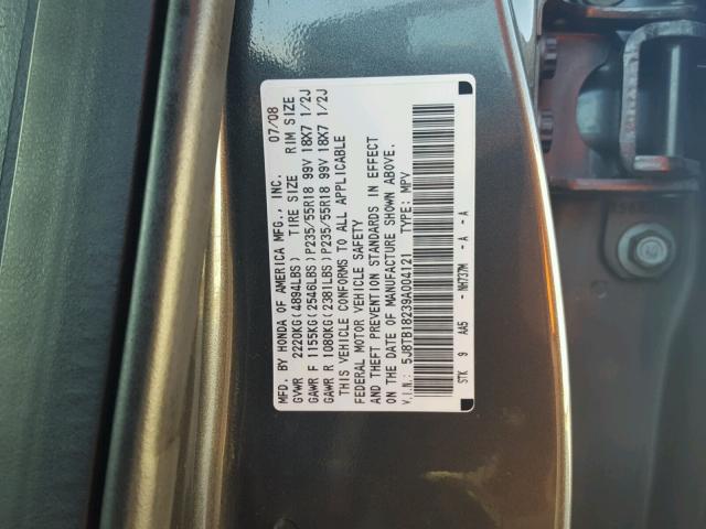 5J8TB18239A004121 - 2009 ACURA RDX GRAY photo 10