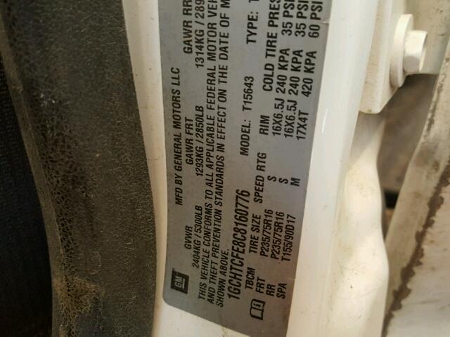 1GCHTCFE8C8160776 - 2012 CHEVROLET COLORADO L WHITE photo 10