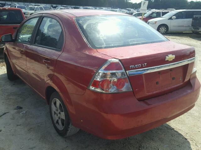 KL1TD56E49B354646 - 2009 CHEVROLET AVEO LS RED photo 3