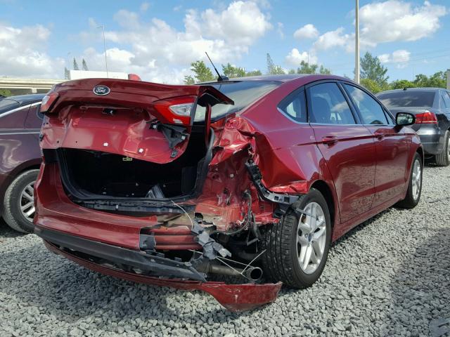 3FA6P0H71ER389509 - 2014 FORD FUSION RED photo 4