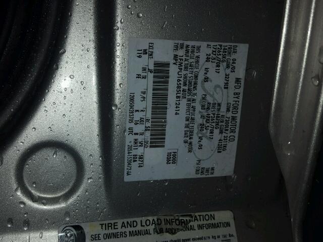 1FMPU16585LB12414 - 2005 FORD EXPEDITION SILVER photo 10