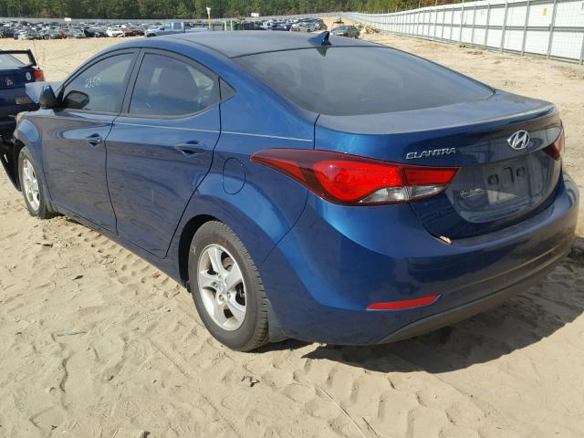 KMHDH4AE0FU252419 - 2015 HYUNDAI ELANTRA SE BLUE photo 3