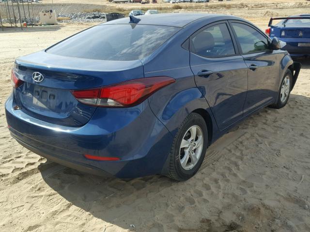 KMHDH4AE0FU252419 - 2015 HYUNDAI ELANTRA SE BLUE photo 4