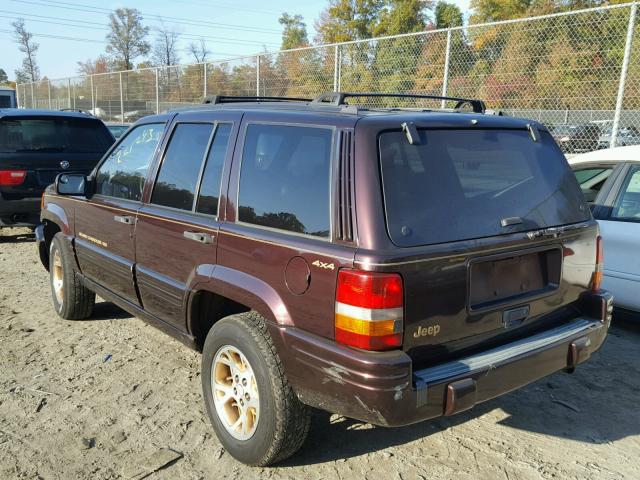 1J4GZ78S1VC602313 - 1997 JEEP GRAND CHER BURGUNDY photo 3