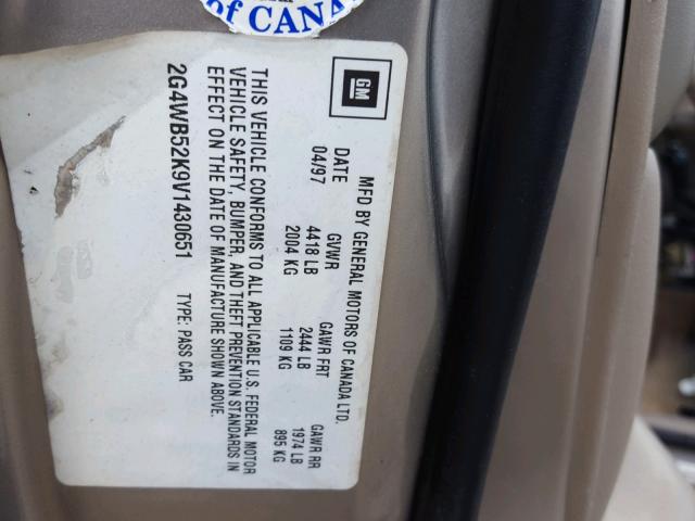 2G4WB52K9V1430651 - 1997 BUICK REGAL LS 棕色 照片 10