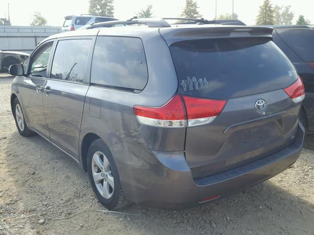 5TDKK3DCXBS126343 - 2011 TOYOTA SIENNA LE CHARCOAL photo 3