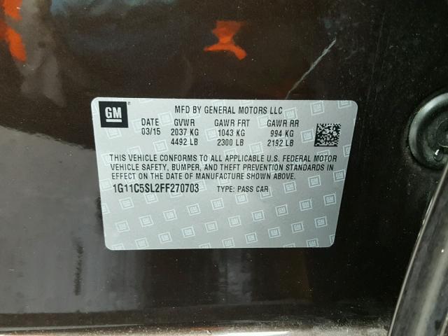 1G11C5SL2FF270703 - 2015 CHEVROLET MALIBU 1LT 棕色 照片 10