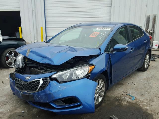 KNAFX4A81E5118910 - 2014 KIA FORTE EX BLUE photo 2