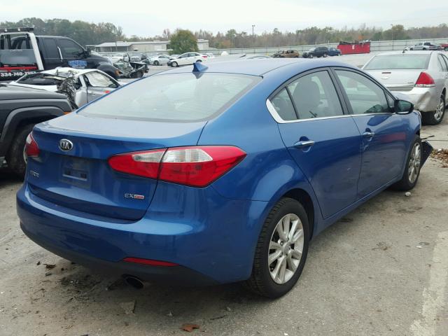 KNAFX4A81E5118910 - 2014 KIA FORTE EX BLUE photo 4