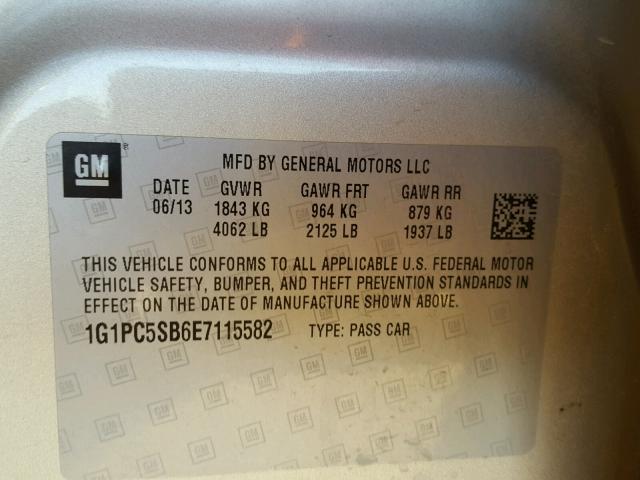 1G1PC5SB6E7115582 - 2014 CHEVROLET CRUZE LT GOLD photo 10