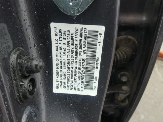 19XFB2F92FE077345 - 2015 HONDA CIVIC EXL 绿色 照片 10