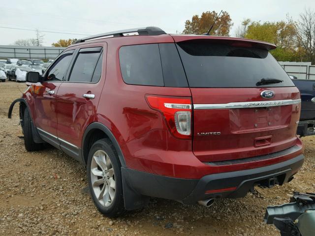 1FM5K8F80DGA12301 - 2013 FORD EXPLORER RED photo 3