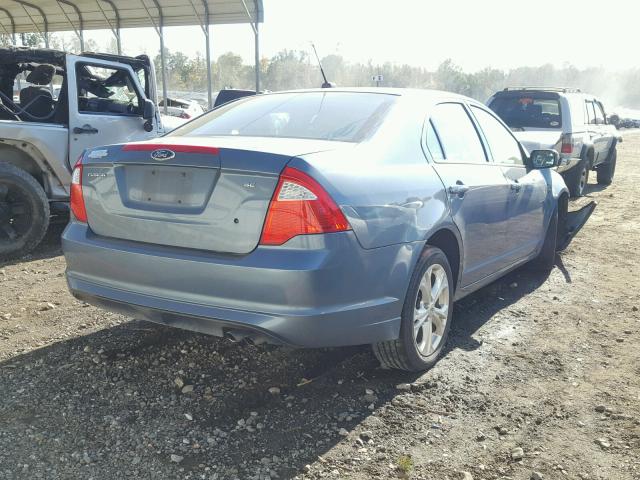 3FAHP0HA2CR427881 - 2012 FORD FUSION SE BLUE photo 4