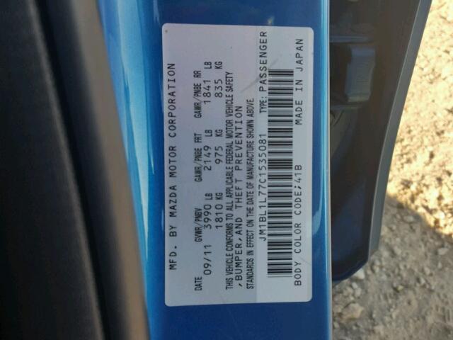 JM1BL1L77C1535081 - 2012 MAZDA 3 I BLUE photo 10