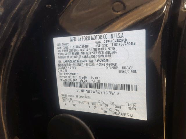 1LNHM87A92Y713693 - 2002 LINCOLN LS 黑色 照片 10