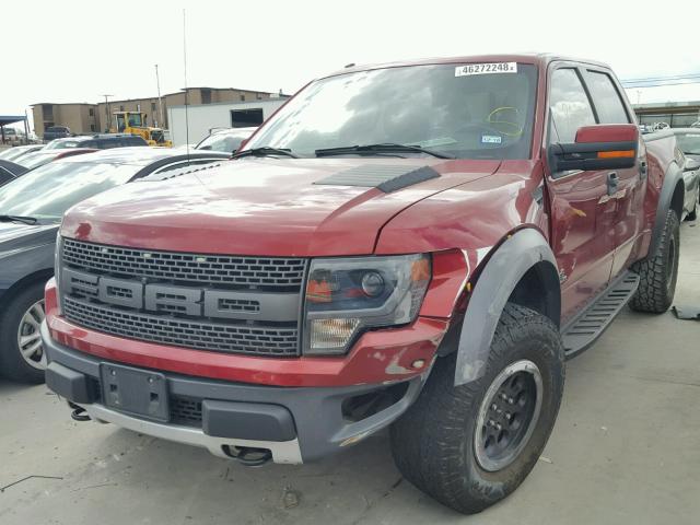 1FTFW1R68EFB00972 - 2014 FORD F150 SVT R MAROON photo 2