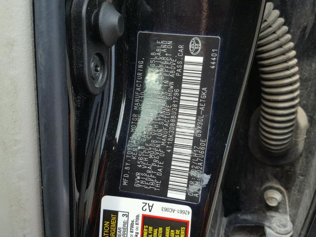 4T1BK3DB8BU381796 - 2011 TOYOTA AVALON BAS Schwarz Foto 10