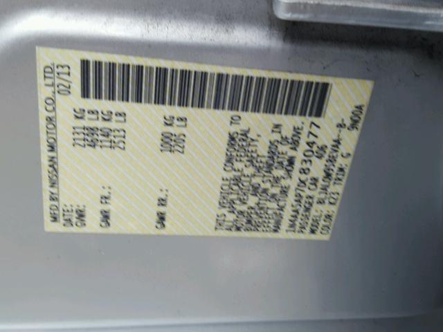 1N4AA5AP7DC830477 - 2013 NISSAN MAXIMA S Argent photo 10