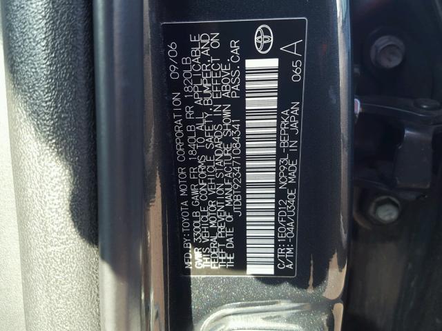 JTDBT923471084341 - 2007 TOYOTA YARIS CHARCOAL photo 10