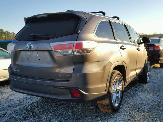 5TDYKRFH3GS154806 - 2016 TOYOTA HIGHLANDER GRAY photo 4