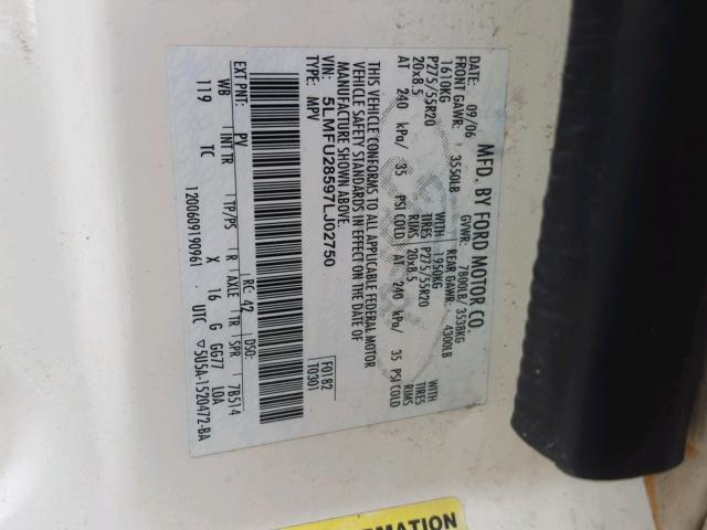 5LMFU28597LJ02750 - 2007 LINCOLN NAVIGATOR 白色 照片 10