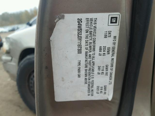 2G4WS52J3Y1197300 - 2000 BUICK CENTURY CU TAN photo 10