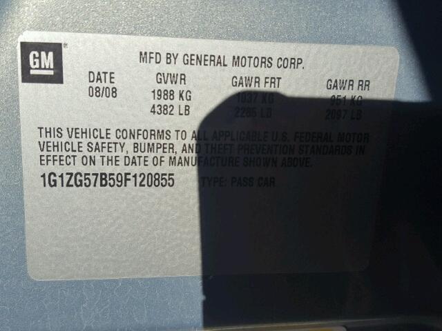 1G1ZG57B59F120855 - 2009 CHEVROLET MALIBU LS 蓝色 照片 10