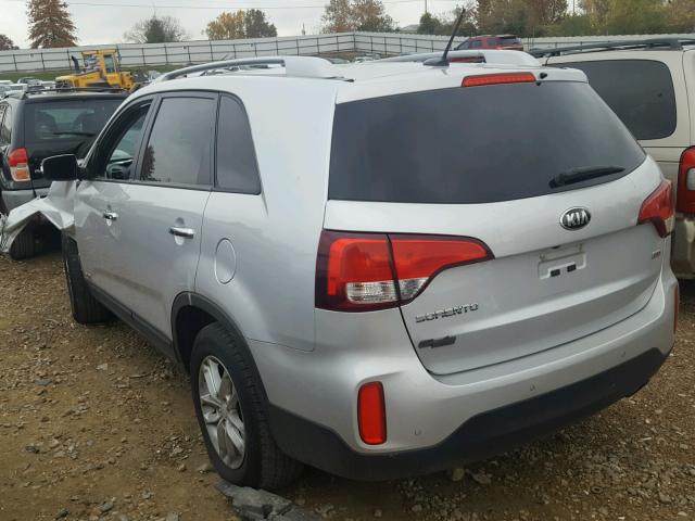 5XYKTCA60EG483835 - 2014 KIA SORENTO LX SILVER photo 3