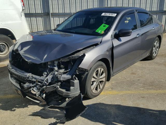 1HGCR2F31DA254527 - 2013 HONDA ACCORD LX GRAY photo 2