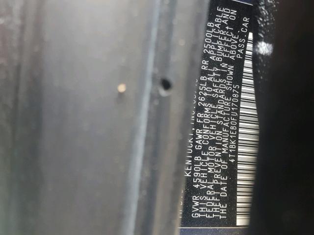 4T1BK1EB0FU170875 - 2015 TOYOTA AVALON XLE 灰色 照片 10