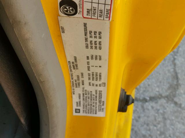 1GCCS149978203910 - 2007 CHEVROLET COLORADO YELLOW photo 10