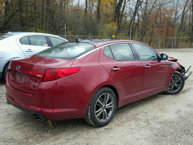 KNAGN4A79B5084177 - 2011 KIA OPTIMA EX RED photo 4