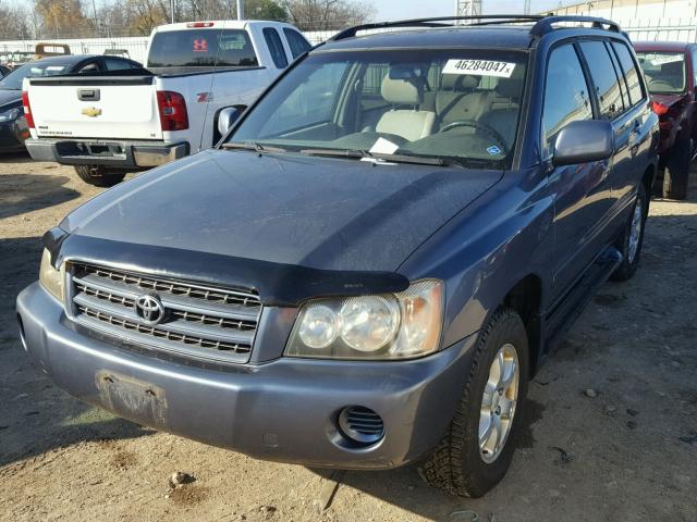 JTEHF21A920068574 - 2002 TOYOTA HIGHLANDER BLUE photo 2