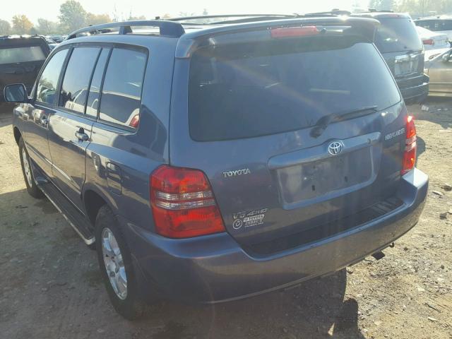 JTEHF21A920068574 - 2002 TOYOTA HIGHLANDER BLUE photo 3