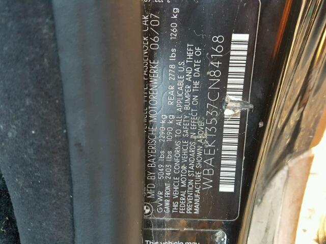 WBAEK13537CN84168 - 2007 BMW 650 I ORANGE photo 10