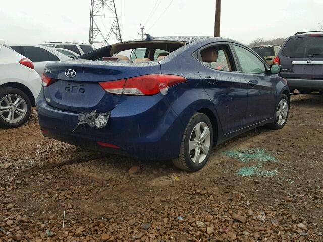 KMHDH4AE3DU750305 - 2013 HYUNDAI ELANTRA GL BLUE photo 4