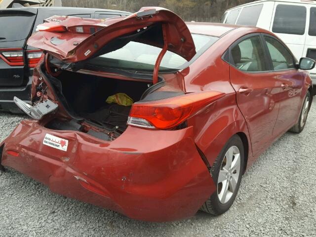 KMHDH4AE7BU141618 - 2011 HYUNDAI ELANTRA GL RED photo 4